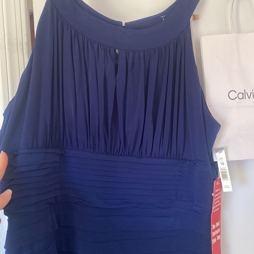 Navy blue stretchy soft dress new marked 16 fits 12 to 14 - Picture 6 of 7